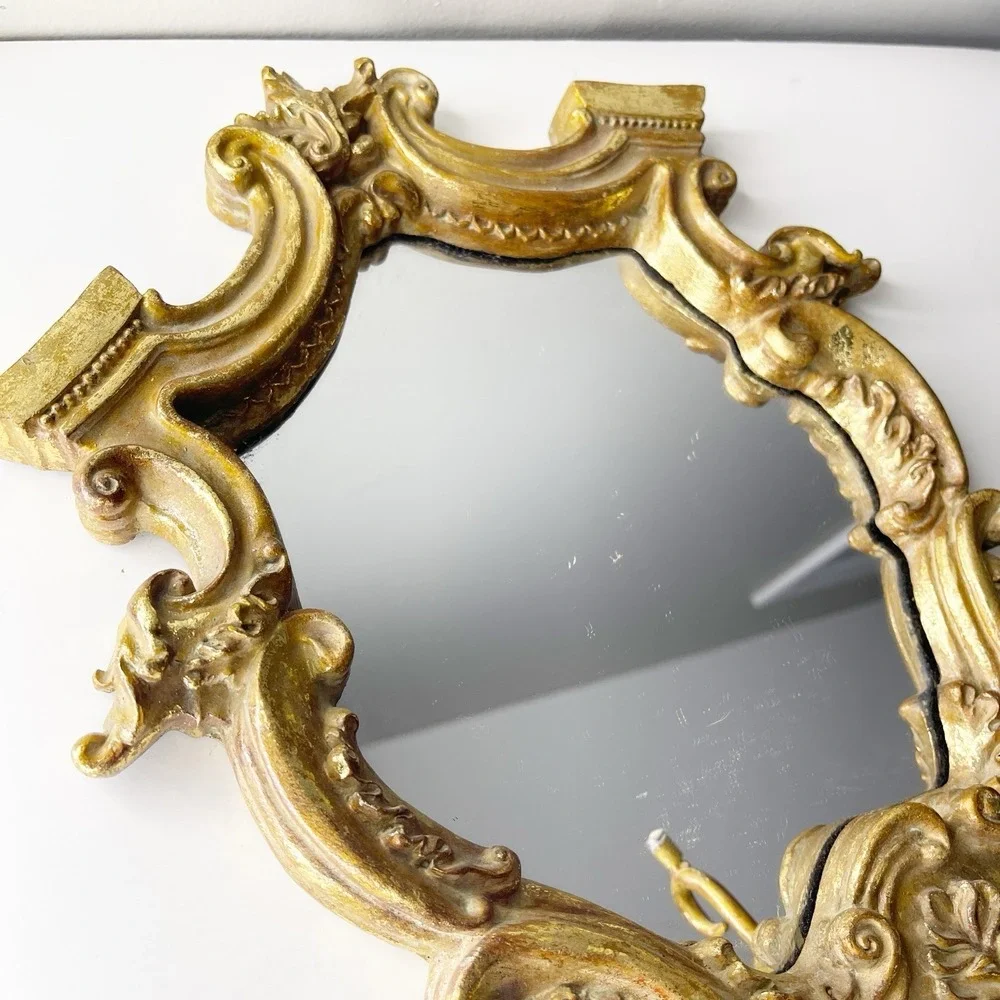Vintage Ornate Gilded Frame Mirror Wall Hang Hollywood‎ Regency Art Nouveau